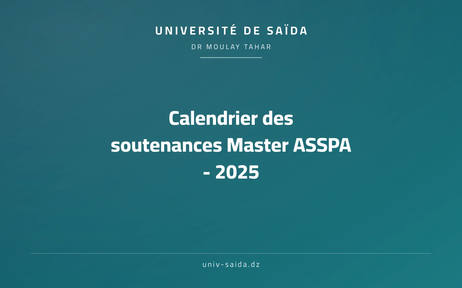 رزنامة مناقشات ماستر ASSPA