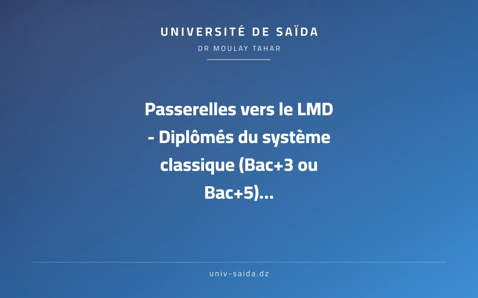 Communication on admission to the LMD system