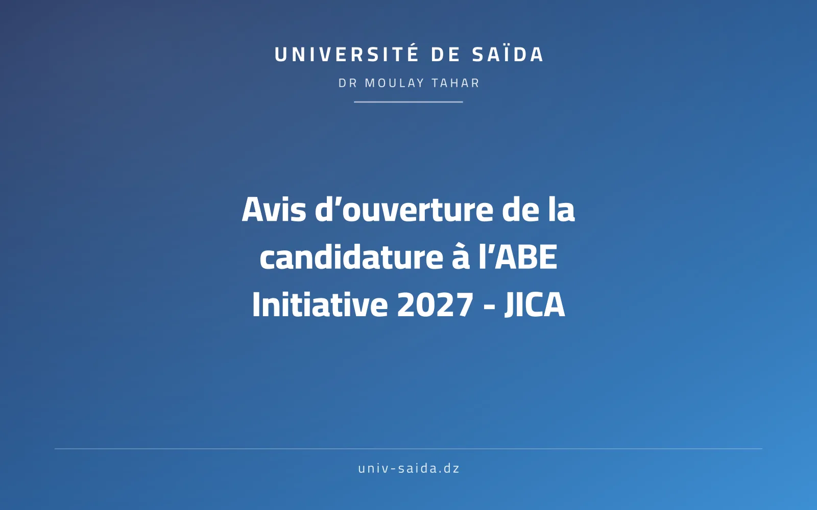 اعلان عن فتح باب الترشح لمنحة ماستر ABE Initiative 2027 - JICA 