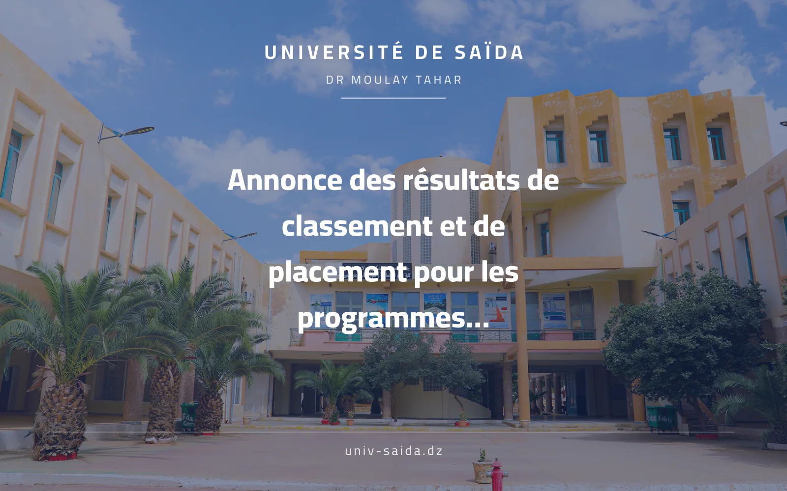 Announcement of the ranking and placement results for Master's programs (5% category) for graduates of the LMD Bachelor's degree old
