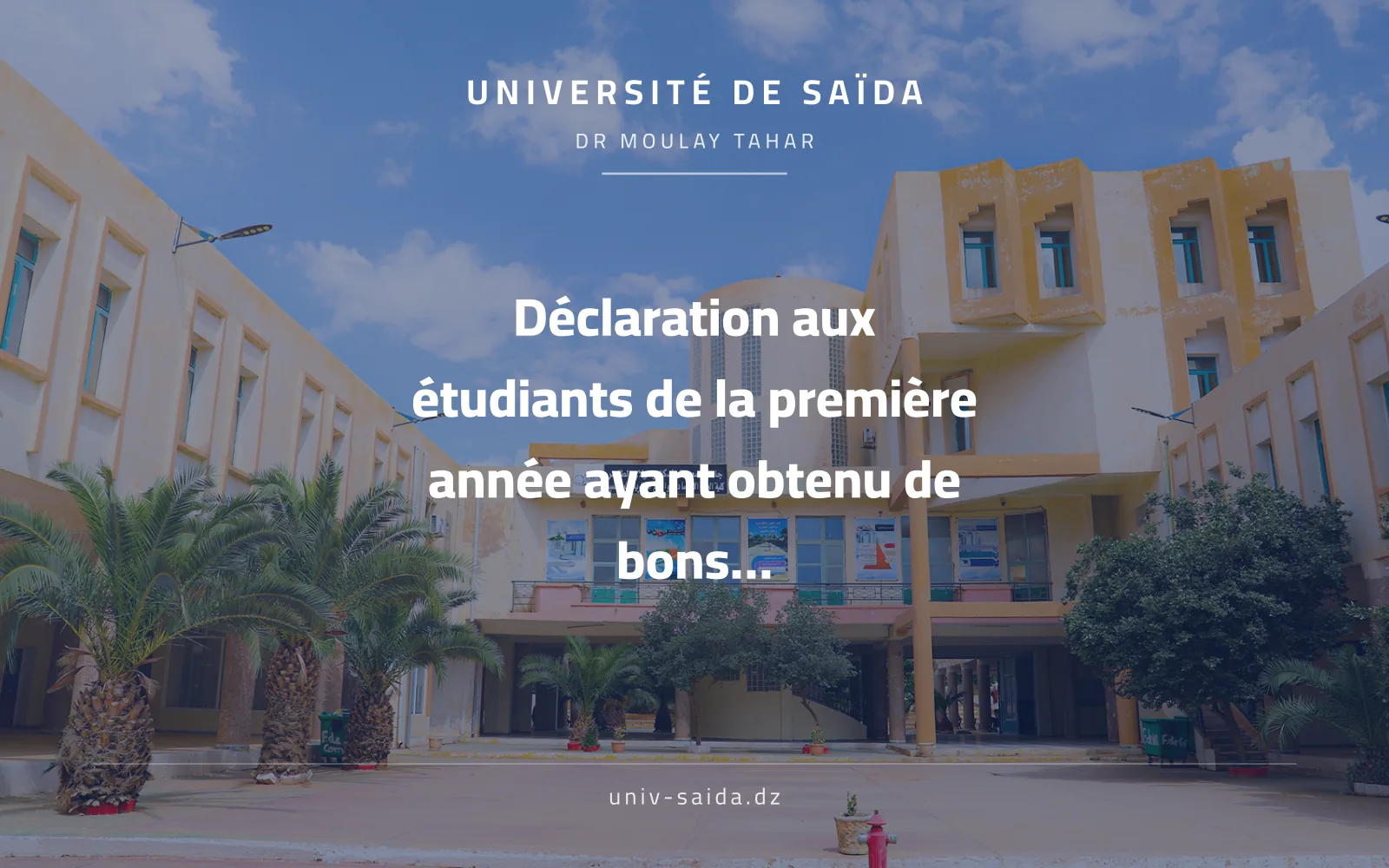 Déclaration aux étudiants de la première année ayant obtenu de bons résultats en matière de demande d’ouverture de la dette
