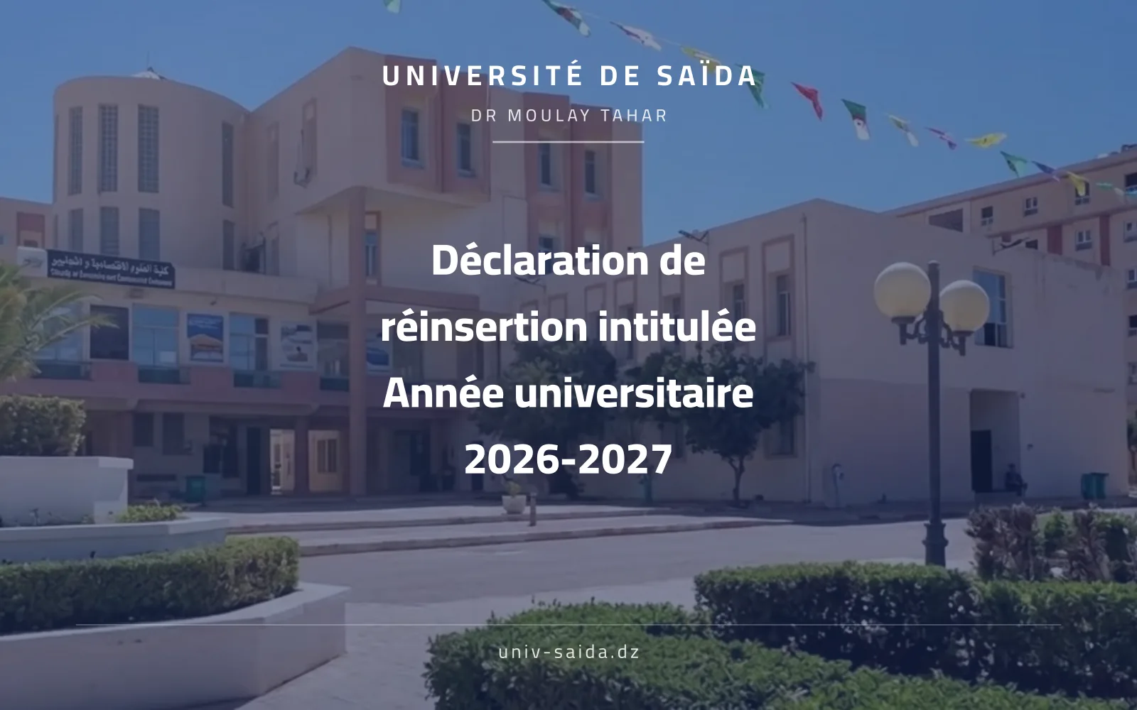 Declaration of reintegration entitled University Year 2026-2027