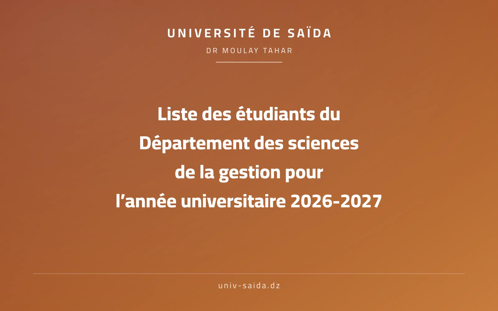 قائمة افواج طلبة قسم علوم التسيير للسنة الجامعية 2026-2027