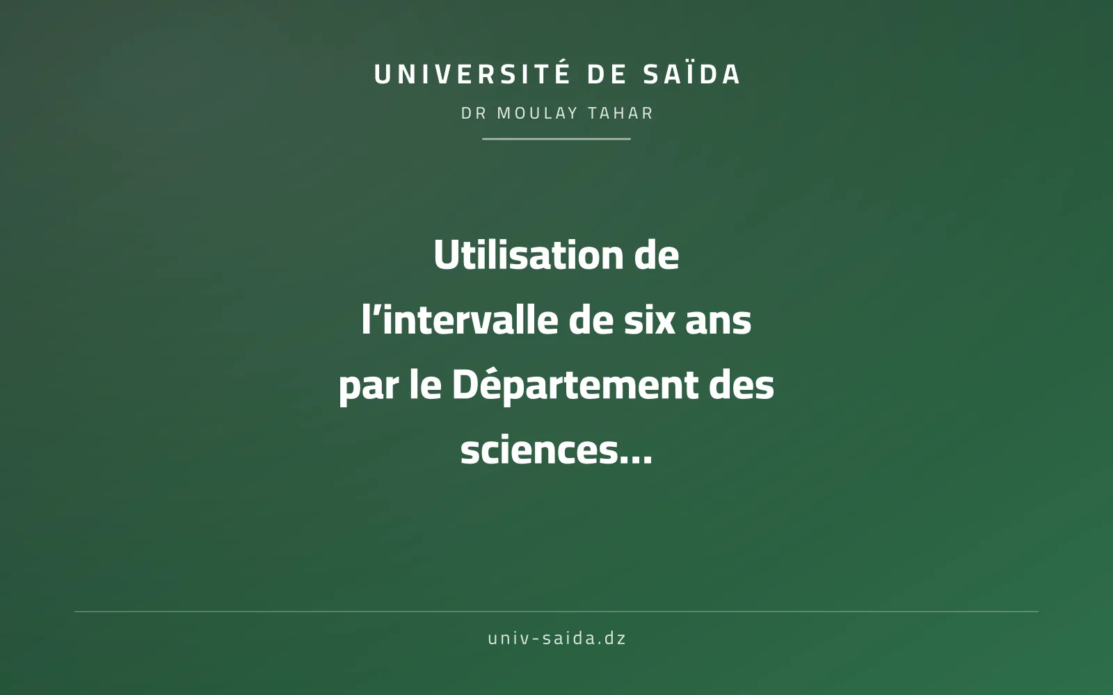 Use of the first six-time commercial science department for the university season 2026-2027