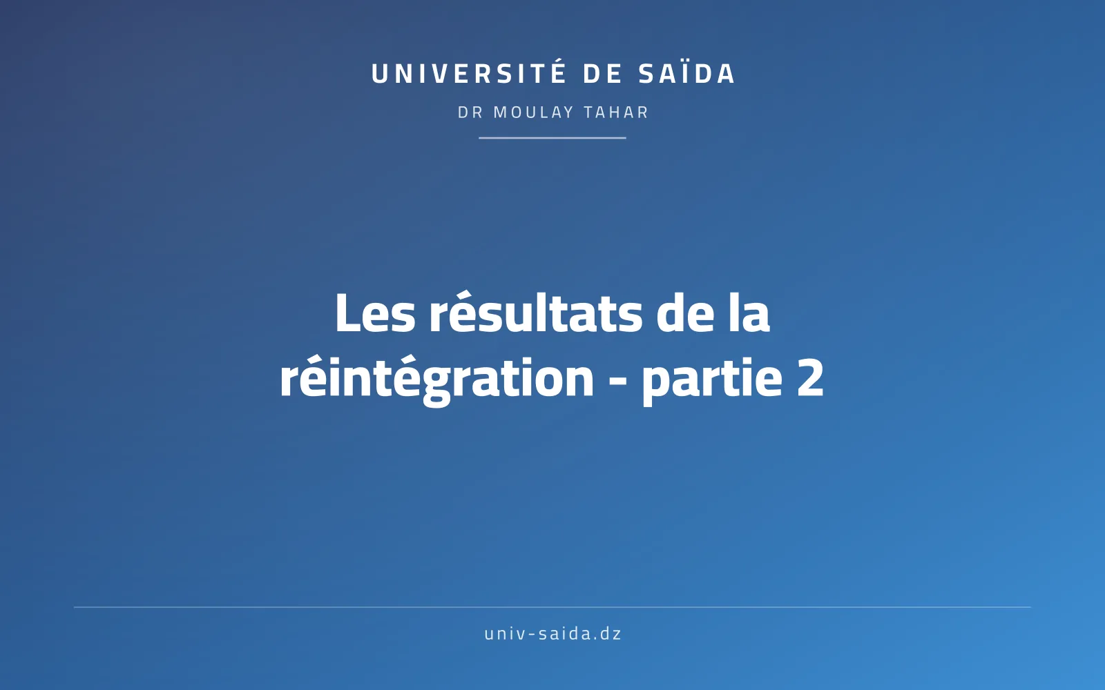 Reintegration results - Part 2- MIT