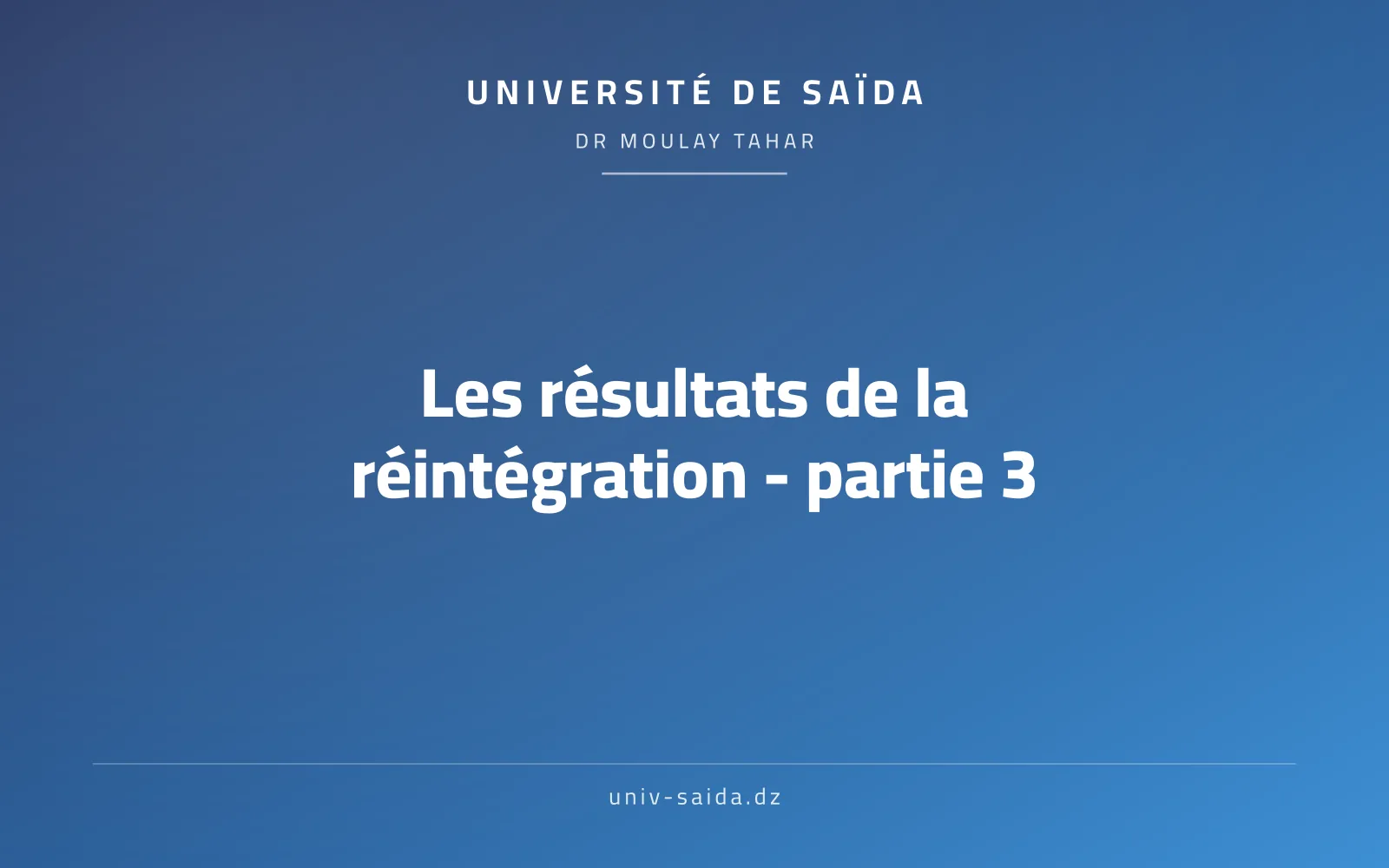 The results of the reintegration -part 3-