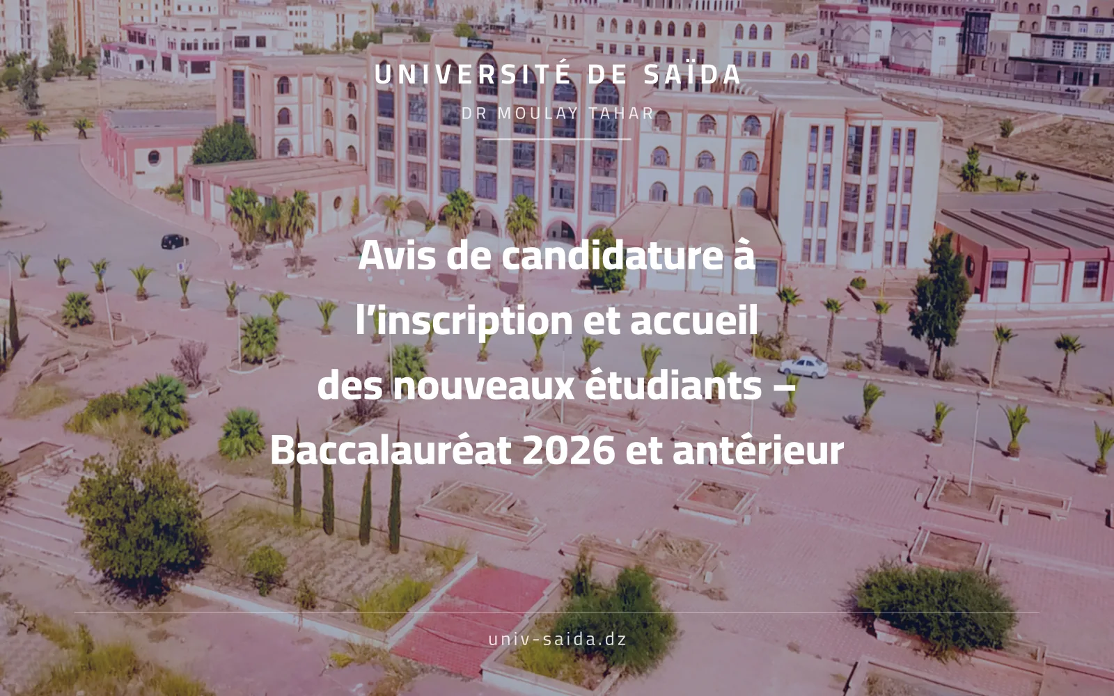 Call for Applications and Welcome of New Students – Baccalaureate 2026 and Earlier