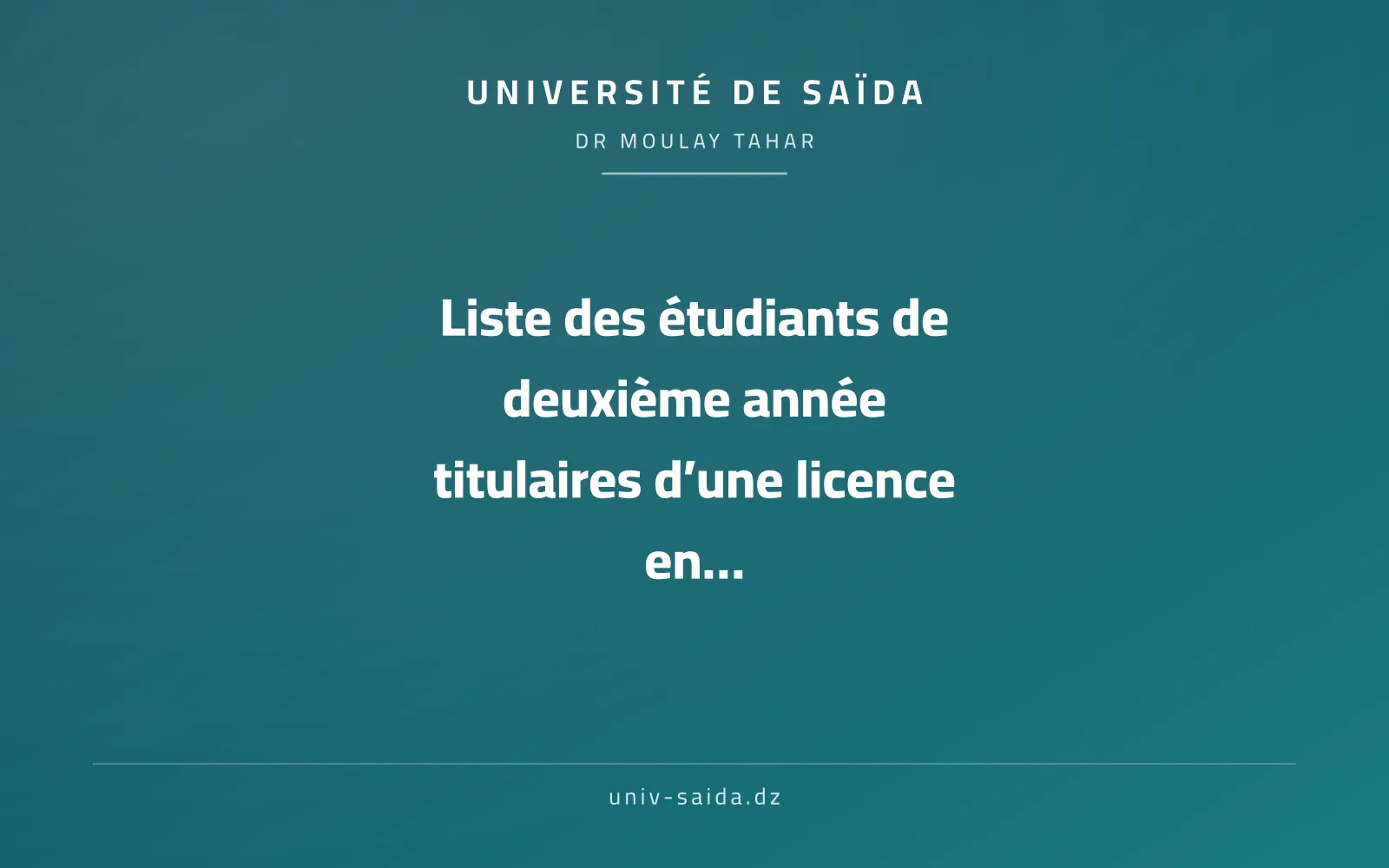 Liste des étudiants de deuxième année titulaires d’une licence en sciences commerciales pour l’année universitaire 2026-2027