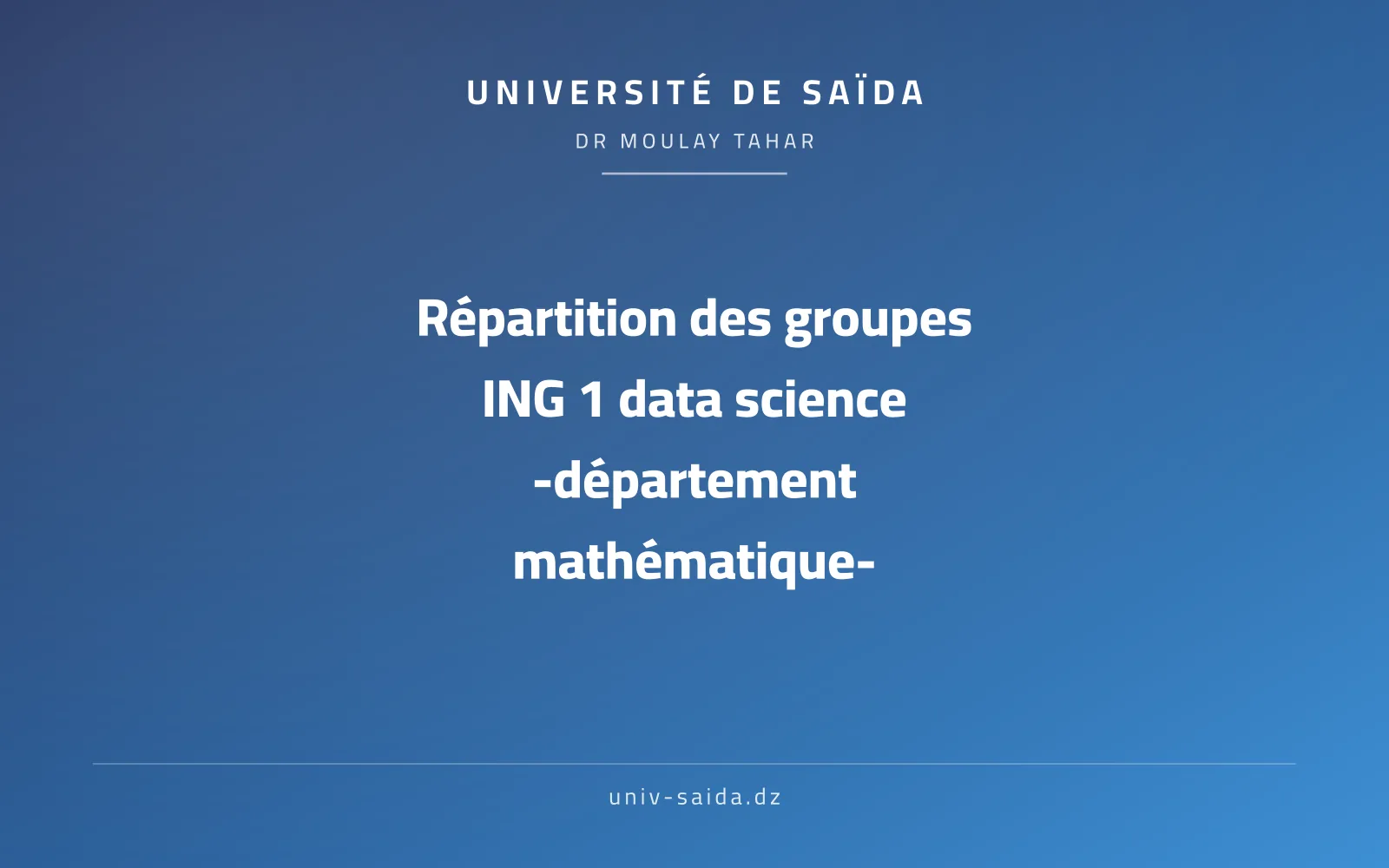 Distribution of groups ING 1 data science - Mathematics Department-