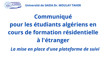 Communiqué en faveur des étudiants algériens en cours de formation résidentielle à l’étranger
