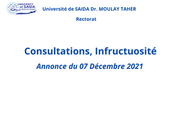 Annonce du 07 Décembre 2021 Consultations