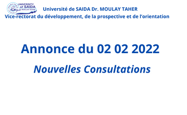 Nouvelles Consultations Annonce du 02 02 2022