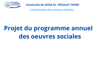 Projet du programme annuel  des œuvres sociales