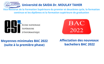 Moyennes minimales BAC 2022 (suite à la première phase)