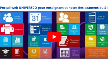 Portail web UNIVERSCO pour enseignant et notes des examens du S1