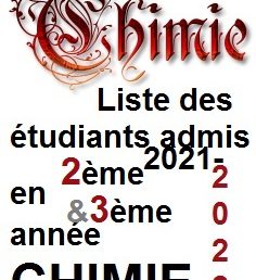 Liste des étudiants admis en                            2ème & 3ème année CHIMIE