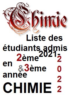 Liste des étudiants admis en                            2ème & 3ème année CHIMIE