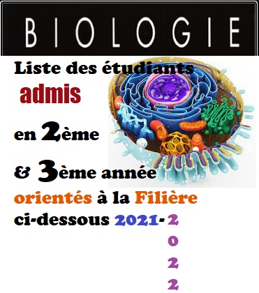 Listes des étudiants admis en 2ème & 3ème années 2021/2022 orientés suivant les Filières ci-dessous: Listes des étudiants admis en 2ème & 3ème années 2021/2022 orientés suivant les Filières ci-dessous: