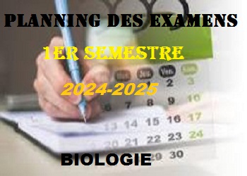 Planning d’examen  du 1ER Semestre du département de Biologie