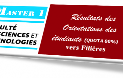 نتائج الترتيب والتوجيه نحو مسار الماستر 1 (حصة 80 %)