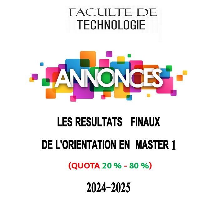 LES RESULTATS FINAUX DE L’ORIENTATION EN MASTER 1 _(QUOTA 20 % – 80 %) 2024-2025