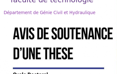 Avis de soutenance du doctorant FATMI Belaid