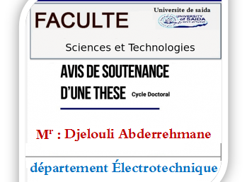 Avis de Soutenance du Doctorant  Mr:  Djelouli Abderrehmane.